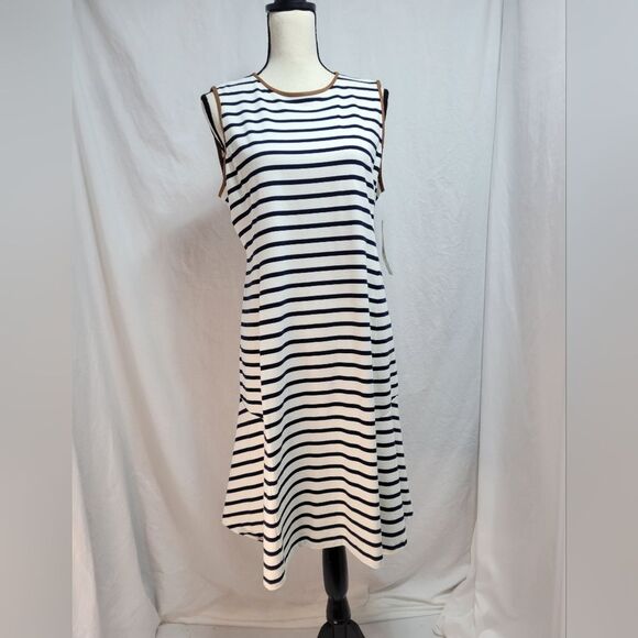 Lauren Ralph Lauren blue/cream striped midi sleeveless midi Dress, size XL - Picture 1 of 5